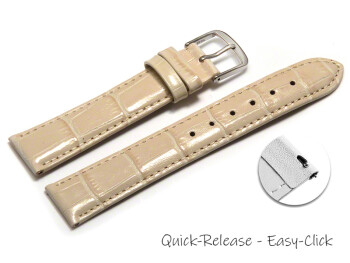 Schnellwechsel Uhrenarmband - echt Leder - Kroko Prägung - creme - 14mm Gold