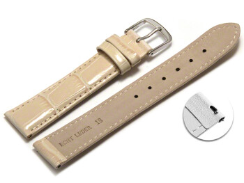 Schnellwechsel Uhrenarmband - echt Leder - Kroko Prägung - creme - 22mm Gold