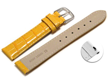 Schnellwechsel Uhrenarmband - echt Leder - Kroko Prägung - gelb - 14mm Gold