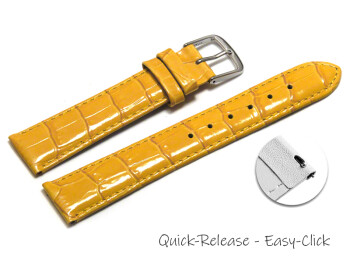 Schnellwechsel Uhrenarmband - echt Leder - Kroko Prägung - gelb - 22mm Stahl