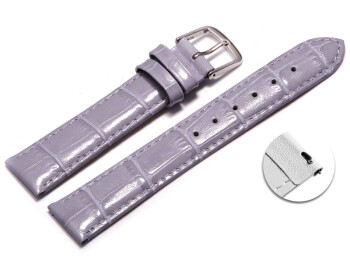 Schnellwechsel Uhrenarmband - echt Leder - Kroko Prägung - Flieder - 12mm Stahl