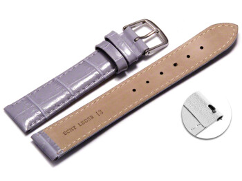 Schnellwechsel Uhrenarmband - echt Leder - Kroko Prägung - Flieder - 12mm Stahl