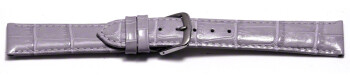 Schnellwechsel Uhrenarmband - echt Leder - Kroko Prägung - Flieder - 16mm Stahl