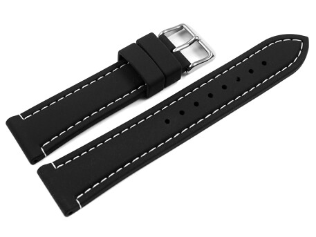 Uhrenarmband schwarz weiße Naht aus Silikon 18mm...