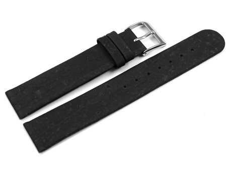 Veganes Uhrenarmband aus Kork schwarz 22mm Stahl
