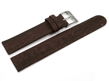 Veganes Uhrenarmband aus Kork dunkelbraun 22mm Stahl