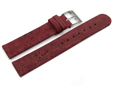 Veganes Uhrenarmband aus Kork bordeaux 22mm Stahl