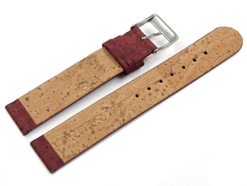 Veganes Uhrenarmband aus Kork bordeaux 22mm Stahl
