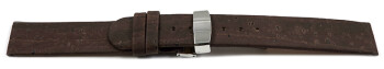 Veganes Uhrenarmband Kippfaltschließe aus Kork dunkelbraun 14mm Stahl