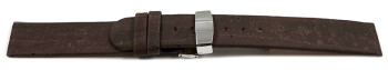 Veganes Uhrenarmband Kippfaltschließe aus Kork dunkelbraun 16mm Stahl