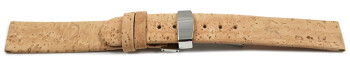 Veganes Uhrenarmband Kippfaltschließe aus Kork natur 20mm Stahl