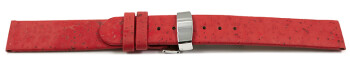 Veganes Uhrenarmband Kippfaltschließe aus Kork rot 14mm Stahl