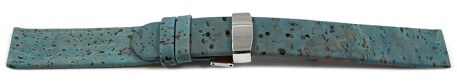 Veganes Uhrenarmband Kippfaltschließe aus Kork Pavone 16mm Stahl
