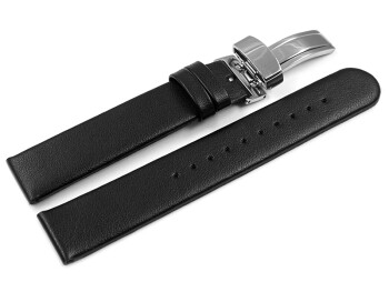 Veganes Uhrenarmband Kippfaltschließe aus Apfelfaser schwarz 14mm Stahl