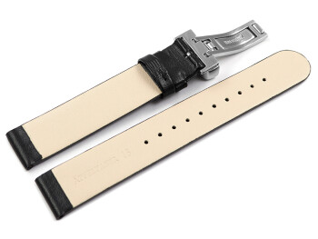 Veganes Uhrenarmband Kippfaltschließe aus Apfelfaser schwarz 14mm Stahl