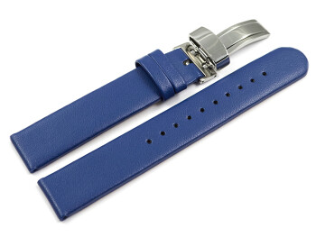 Veganes Uhrenarmband Kippfaltschließe Apfelfaser blau 12mm Stahl