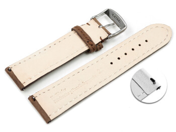 Uhrenarmband Leder pflanzlich gegerbt braun mit Schnellwechsel-Federsteg 20mm Schwarz