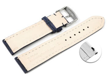 Uhrenarmband Leder pflanzlich gegerbt dunkelblau mit Schnellwechsel-Federsteg 18mm Schwarz