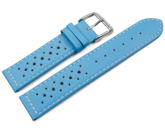 Uhrenarmband Leder Style hellblau 16mm Schwarz