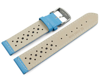 Uhrenarmband Leder Style hellblau 16mm Schwarz