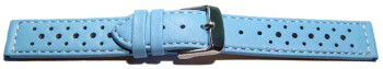 Uhrenarmband Leder Style hellblau 22mm Schwarz