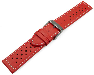 Uhrenarmband Leder Style rot 20mm Schwarz