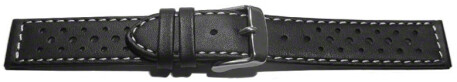 Uhrenarmband Leder Style schwarz 20mm Schwarz