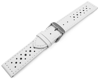 Uhrenarmband Leder Style weiß 20mm Schwarz