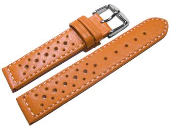 Uhrenarmband Leder Style orange 16mm Schwarz