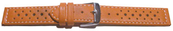 Uhrenarmband Leder Style orange 18mm Schwarz
