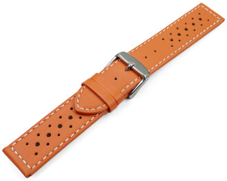 Uhrenarmband Leder Style orange 20mm Schwarz