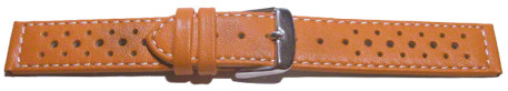 Uhrenarmband Leder Style orange 22mm Schwarz
