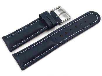 Uhrenarmband echt Leder glatt dunkelblau 20mm Schwarz