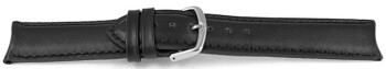 Uhrenarmband Rundanstoß leicht gepolstert Glatt Leder schwarz 18mm Schwarz