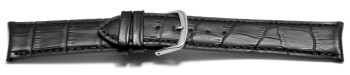 Uhrenarmband - Rundanstoß - leicht gepolstert - Kroko - schwarz 19mm Schwarz