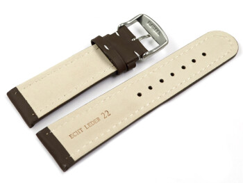 Uhrenarmband echt Leder glatt dunkelbraun 24mm Schwarz