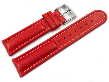 Uhrenarmband echt Leder glatt rot 24mm Schwarz