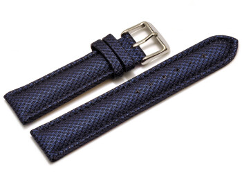 Uhrenarmband gepolstert HighTech Material Textiloptik blau 22mm Schwarz