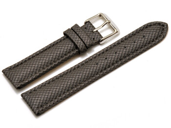 Uhrenarmband gepolstert HighTech Material Textiloptik hellgrau 18mm Schwarz