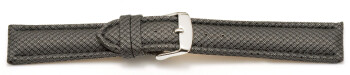 Uhrenarmband gepolstert HighTech Material Textiloptik hellgrau 22mm Schwarz