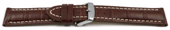 Uhrenband Leder stark gepolstert Kroko dunkelbraun 22mm Schwarz