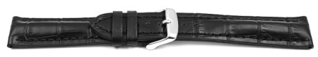 Uhrenband Leder stark gepolstert Kroko schwarz TiT 20mm Schwarz