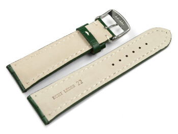 Uhrenband Leder stark gepolstert Kroko grün 18mm Schwarz