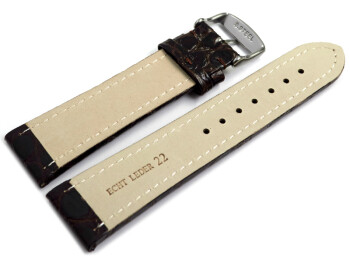 Uhrenarmband Leder gepolstert African dunkelbraun 24mm Schwarz