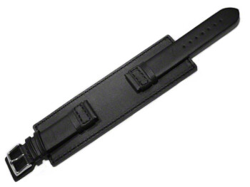Uhrenarmband - Leder - Voll-Unterlage - schwarz 22mm Schwarz