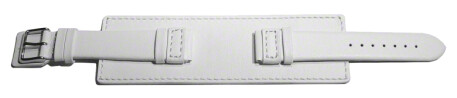 Uhrenarmband - Leder - Voll-Unterlage - weiß 24mm Schwarz
