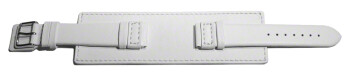 Uhrenarmband - Leder - Voll-Unterlage - weiß 24mm Schwarz