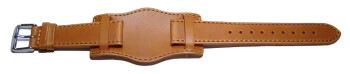 Uhrenband Leder mit Unterlage Bundeswehr (Bund) braun 22mm Schwarz