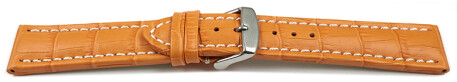 Uhrenarmband gepolstert Kroko Prägung Leder orange 18mm Schwarz