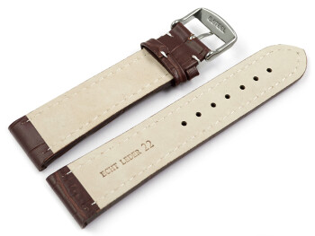 XL Uhrenarmband gepolstert Leder Kroko Prägung dunkelbraun 28mm Schwarz